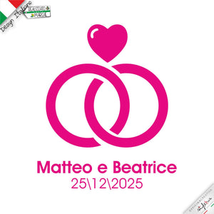 SET di 6 T-shirt personalizzabili "anelli con cuore"