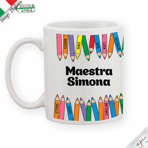 Tazza Personalizzata con Matite Colorate e Nomi dei Bambini